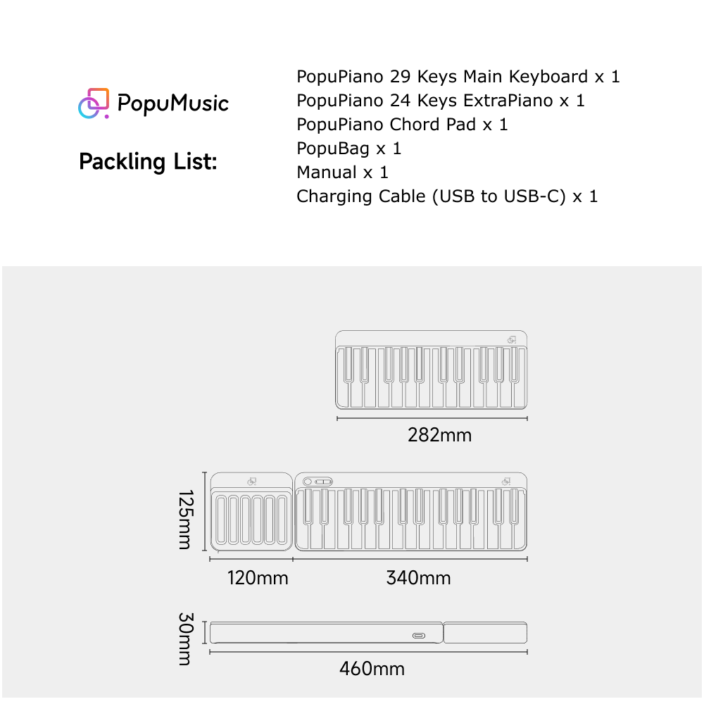 Popupiano Smart Piano Keyboard Combo